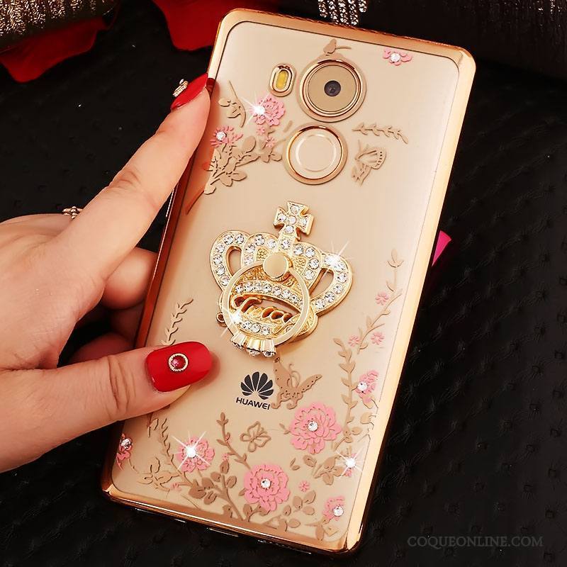 Huawei Mate 8 Coque Personnalité Créatif Strass Tout Compris Silicone Rose Anneau