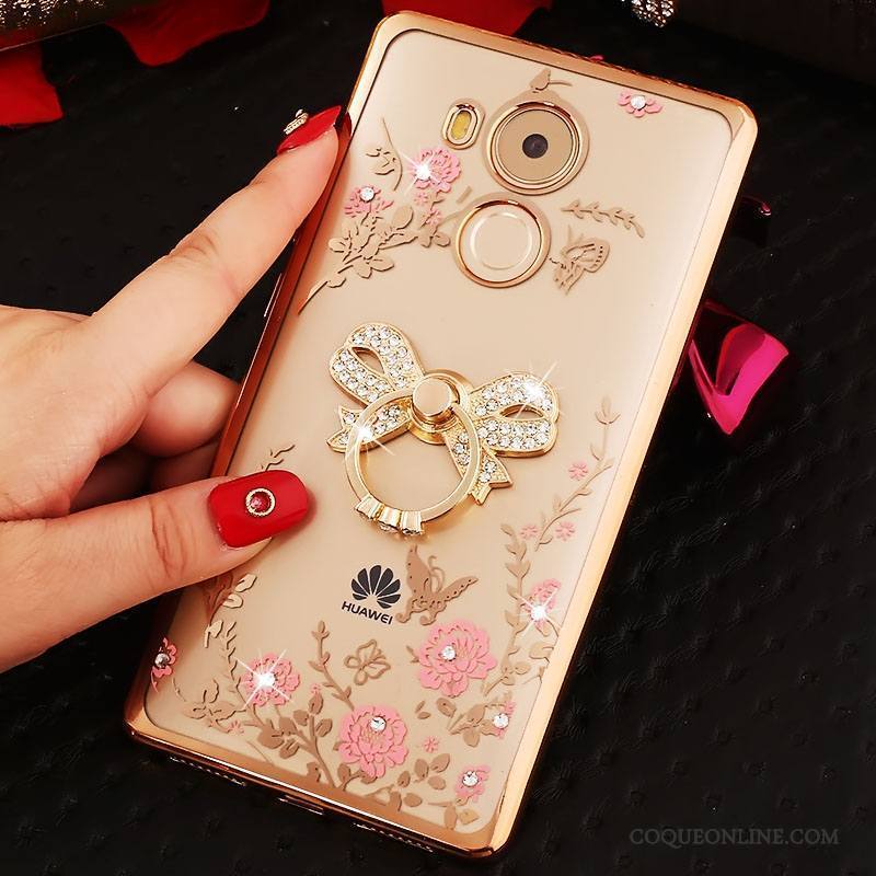 Huawei Mate 8 Coque Personnalité Créatif Strass Tout Compris Silicone Rose Anneau