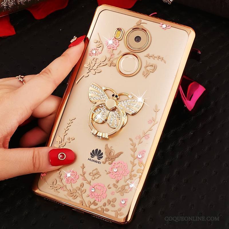 Huawei Mate 8 Coque Personnalité Créatif Strass Tout Compris Silicone Rose Anneau