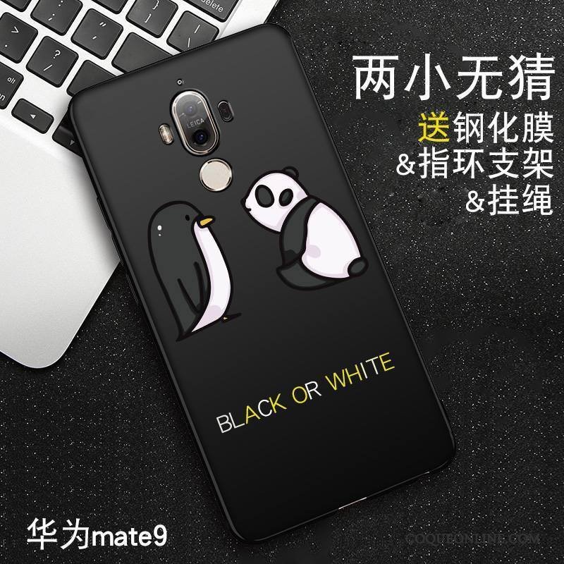 Huawei Mate 8 Silicone Gaufrage Coque De Téléphone Noir Dessin Animé Délavé En Daim Ornements Suspendus
