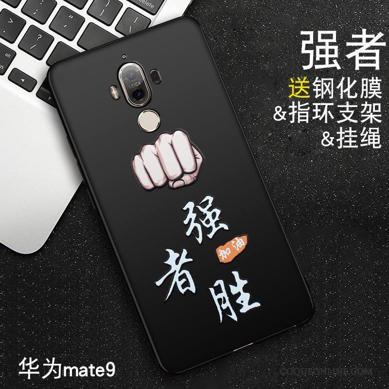 Huawei Mate 8 Silicone Gaufrage Coque De Téléphone Noir Dessin Animé Délavé En Daim Ornements Suspendus