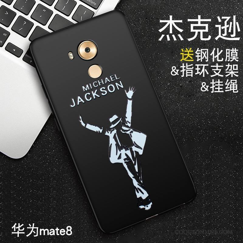 Huawei Mate 8 Silicone Gaufrage Coque De Téléphone Noir Dessin Animé Délavé En Daim Ornements Suspendus