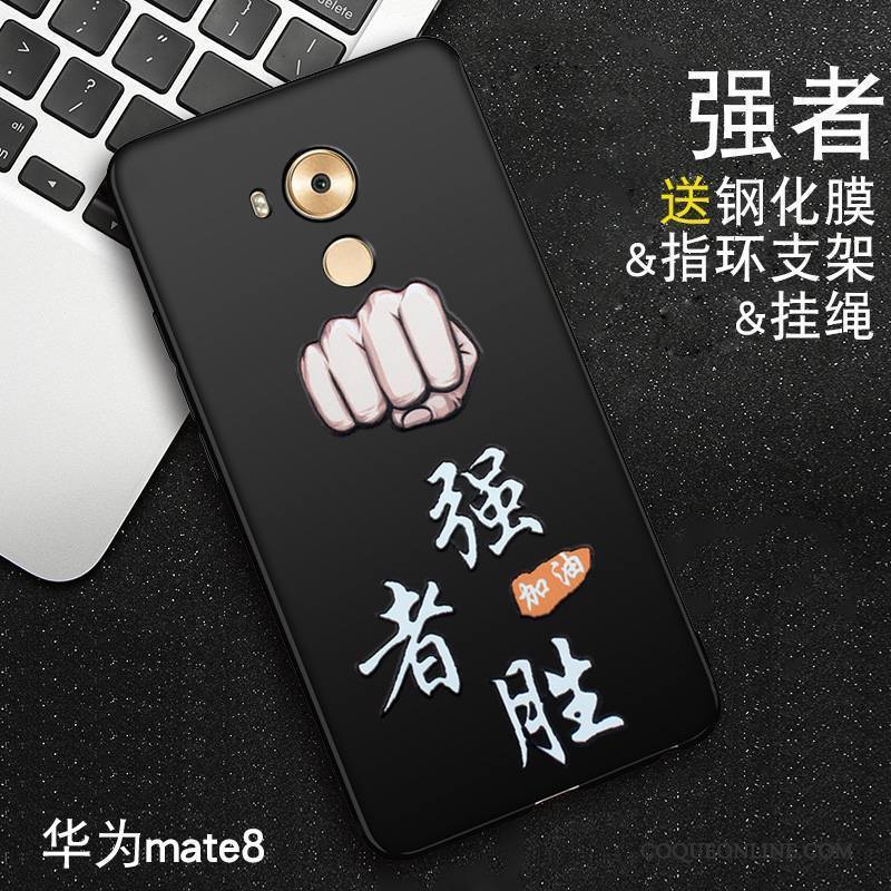 Huawei Mate 8 Silicone Gaufrage Coque De Téléphone Noir Dessin Animé Délavé En Daim Ornements Suspendus