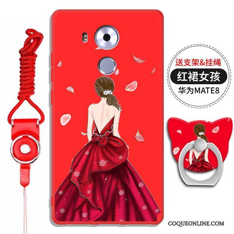 Huawei Mate 8 Support Ornements Suspendus Gaufrage Rouge Coque De Téléphone Silicone Tout Compris