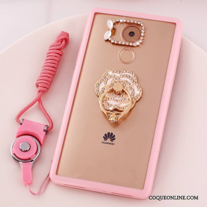 Huawei Mate 8 Étui Dessin Animé Coque De Téléphone Rose Téléphone Portable Strass Protection