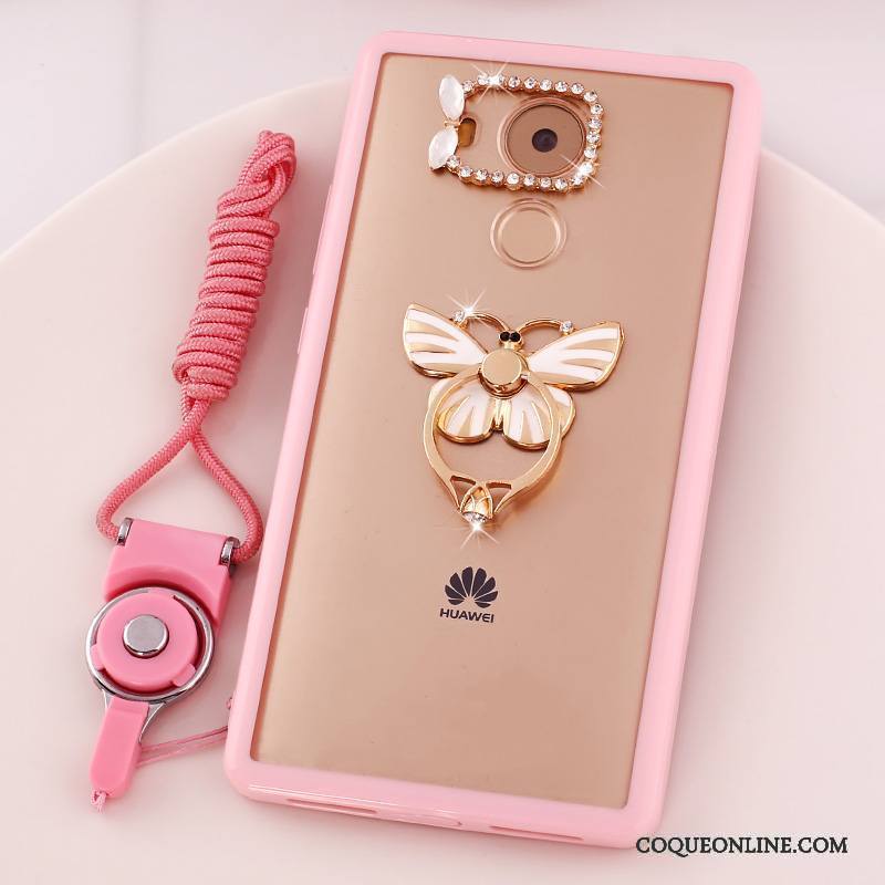 Huawei Mate 8 Étui Dessin Animé Coque De Téléphone Rose Téléphone Portable Strass Protection