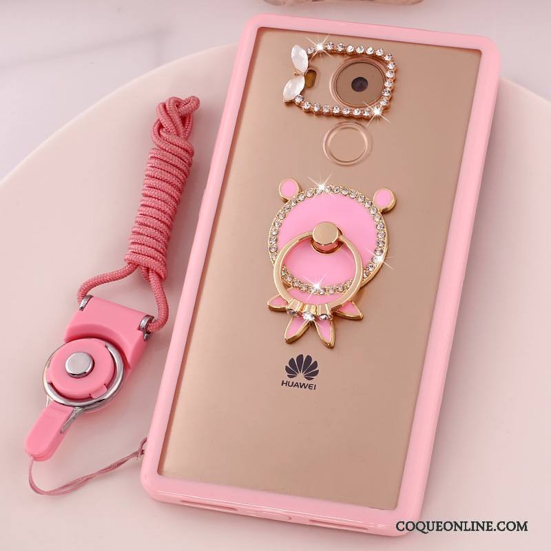 Huawei Mate 8 Étui Dessin Animé Coque De Téléphone Rose Téléphone Portable Strass Protection