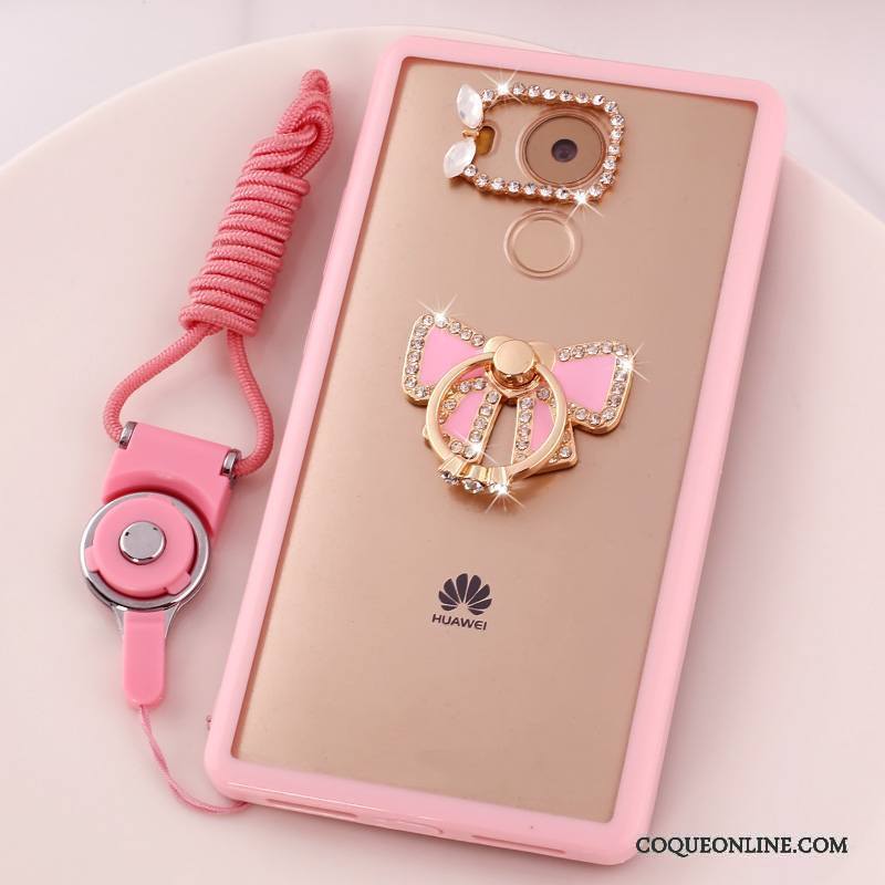 Huawei Mate 8 Étui Dessin Animé Coque De Téléphone Rose Téléphone Portable Strass Protection