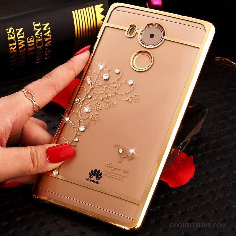 Huawei Mate 8 Étui Rose Strass Coque De Téléphone Protection Difficile Transparent