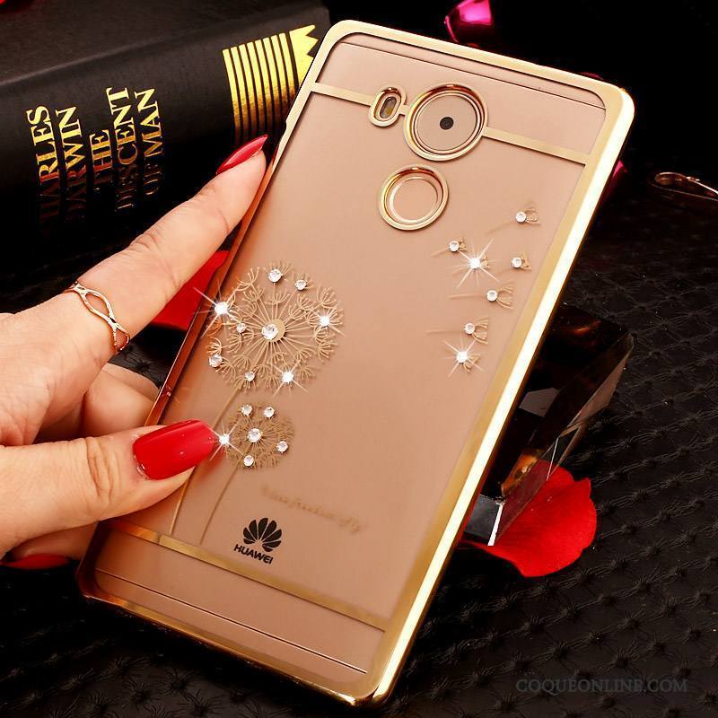 Huawei Mate 8 Étui Rose Strass Coque De Téléphone Protection Difficile Transparent