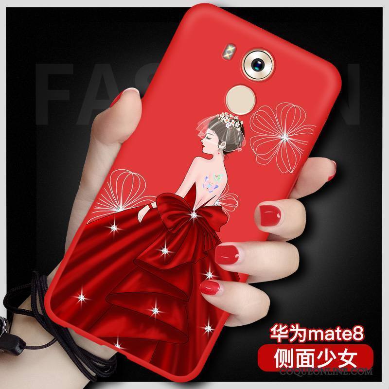 Huawei Mate 8 Étui Rouge Peinture Silicone Tout Compris Coque De Téléphone Protection