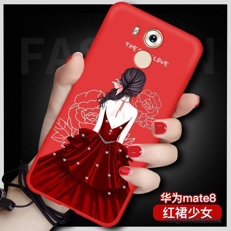 Huawei Mate 8 Étui Rouge Peinture Silicone Tout Compris Coque De Téléphone Protection