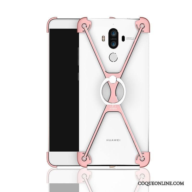 Huawei Mate 9 Border Métal Incassable Coque De Téléphone Anneau Gris