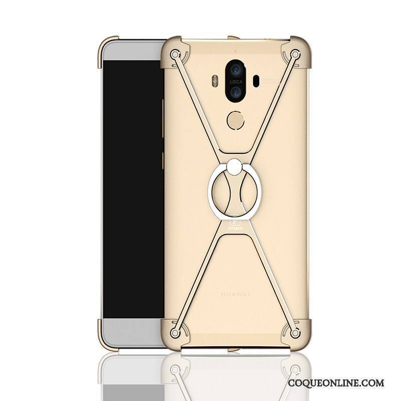 Huawei Mate 9 Border Métal Incassable Coque De Téléphone Anneau Gris