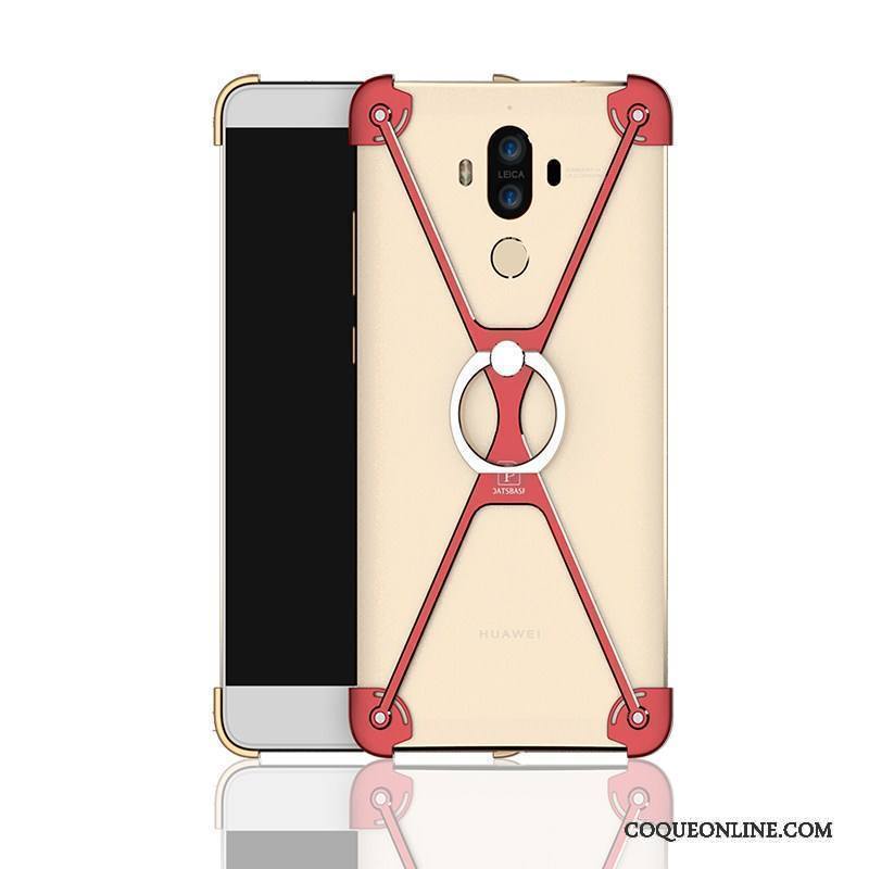 Huawei Mate 9 Border Métal Incassable Coque De Téléphone Anneau Gris