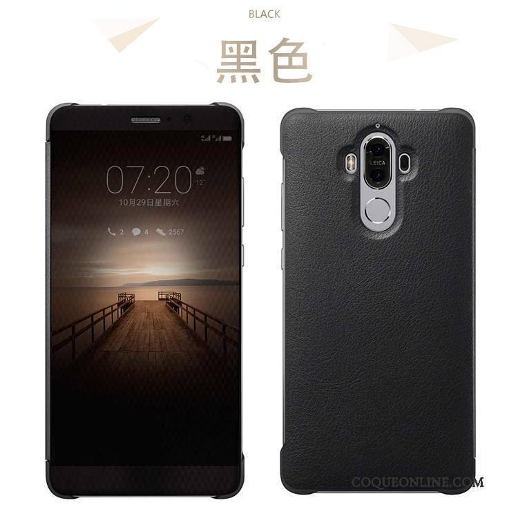 Huawei Mate 9 Clamshell Coque De Téléphone Étui En Cuir Tout Compris Vin Rouge Protection Cuir Véritable