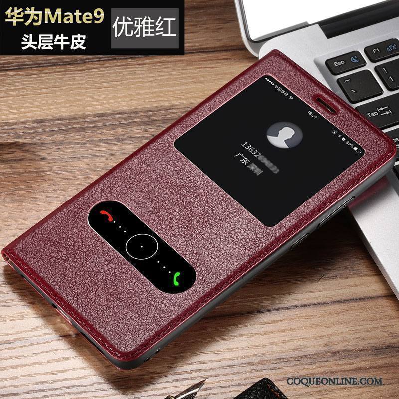 Huawei Mate 9 Coque Business Étui En Cuir Tout Compris Cuir Véritable Incassable Clamshell Protection