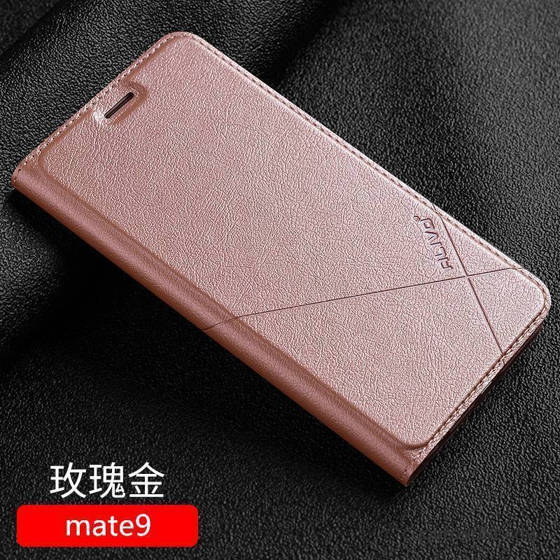 Huawei Mate 9 Coque De Téléphone Incassable Protection Clamshell Or Rose Étui En Cuir Tout Compris