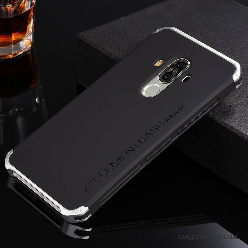 Huawei Mate 9 Coque Métal Silicone Étui Incassable Tout Compris Argent Protection