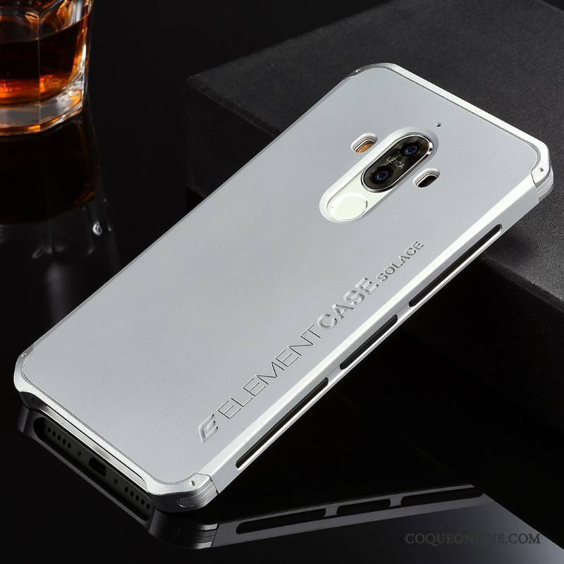 Huawei Mate 9 Coque Métal Silicone Étui Incassable Tout Compris Argent Protection