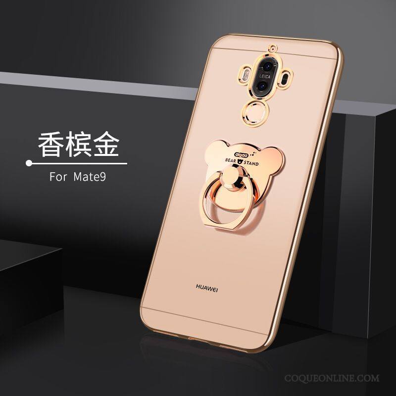 Huawei Mate 9 Coque Support Argent Étui Incassable Fluide Doux Silicone Très Mince