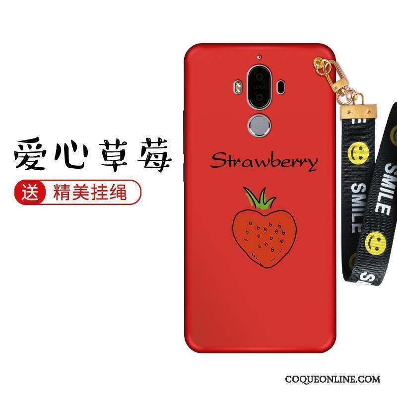 Huawei Mate 9 Coque Étui Ornements Suspendus Dessin Animé Créatif Téléphone Portable Silicone Rouge