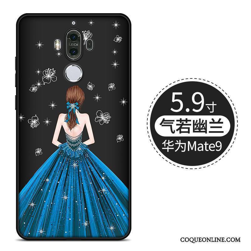 Huawei Mate 9 Créatif Délavé En Daim Incassable Noir Étui Tout Compris Coque De Téléphone