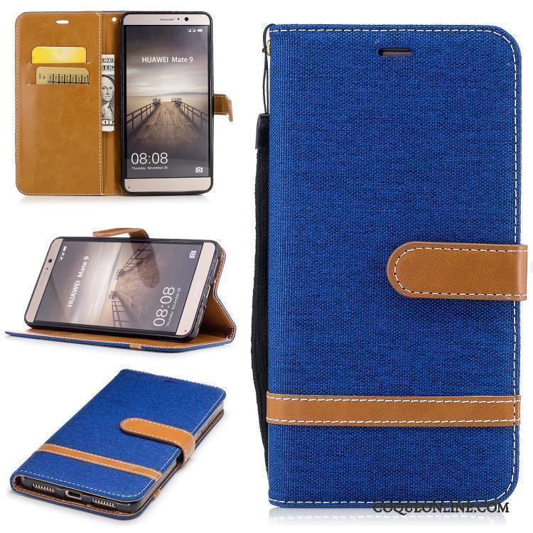 Huawei Mate 9 Housse Bleu Téléphone Portable Étui En Cuir Coque De Téléphone Incassable Protection