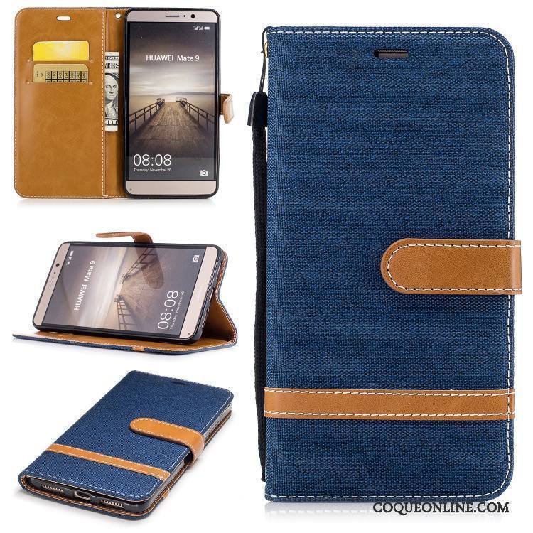 Huawei Mate 9 Housse Bleu Téléphone Portable Étui En Cuir Coque De Téléphone Incassable Protection