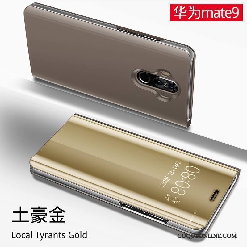 Huawei Mate 9 Incassable Tout Compris Étui Miroir Coque De Téléphone Housse Or