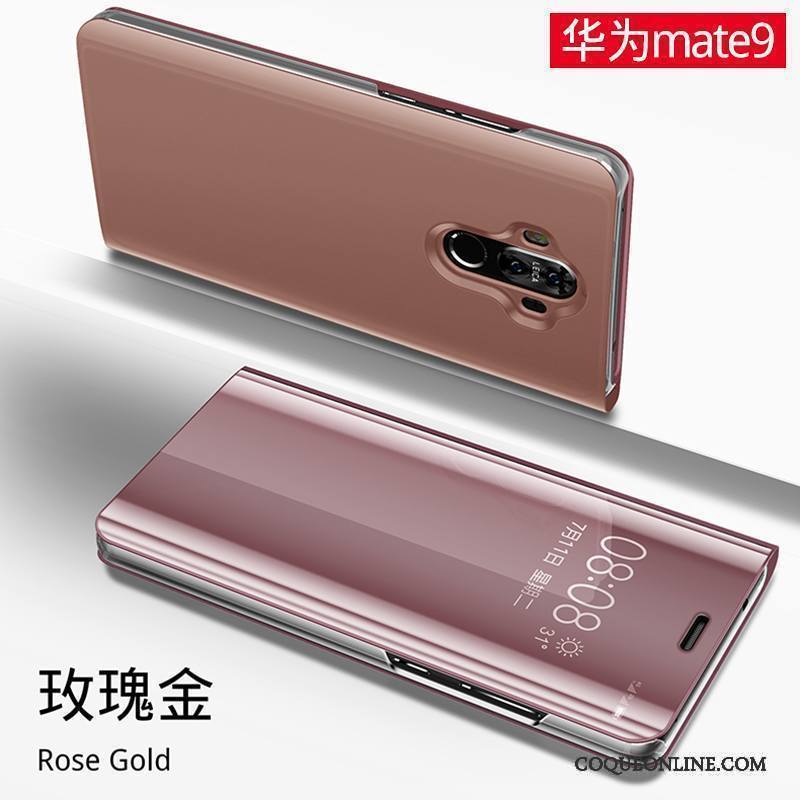 Huawei Mate 9 Incassable Tout Compris Étui Miroir Coque De Téléphone Housse Or