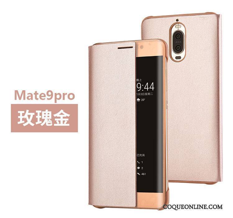 Huawei Mate 9 Pro Clamshell Étui En Cuir Coque De Téléphone Or