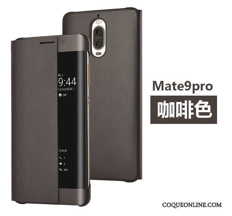 Huawei Mate 9 Pro Clamshell Étui En Cuir Coque De Téléphone Or