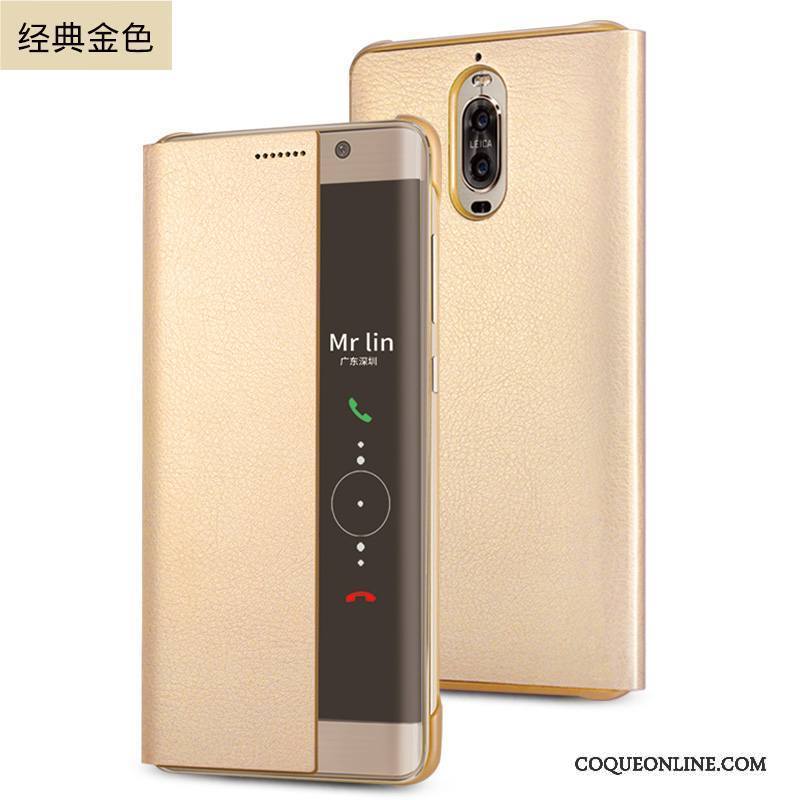 Huawei Mate 9 Pro Clamshell Étui En Cuir Incassable Business Coque De Téléphone Or Rose Protection