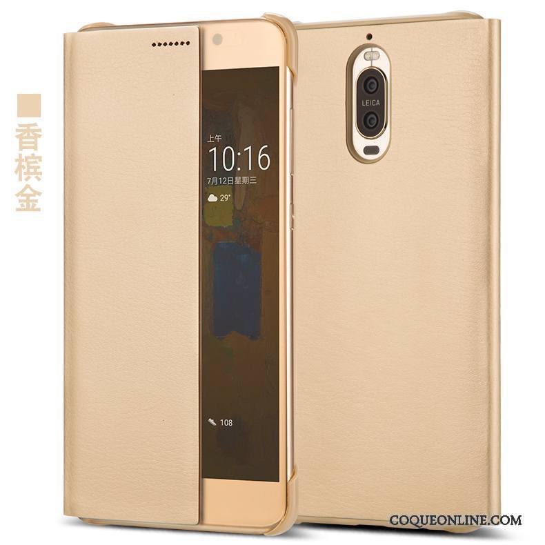 Huawei Mate 9 Pro Clamshell Étui Téléphone Portable Coque De Téléphone Étui En Cuir Gris Protection