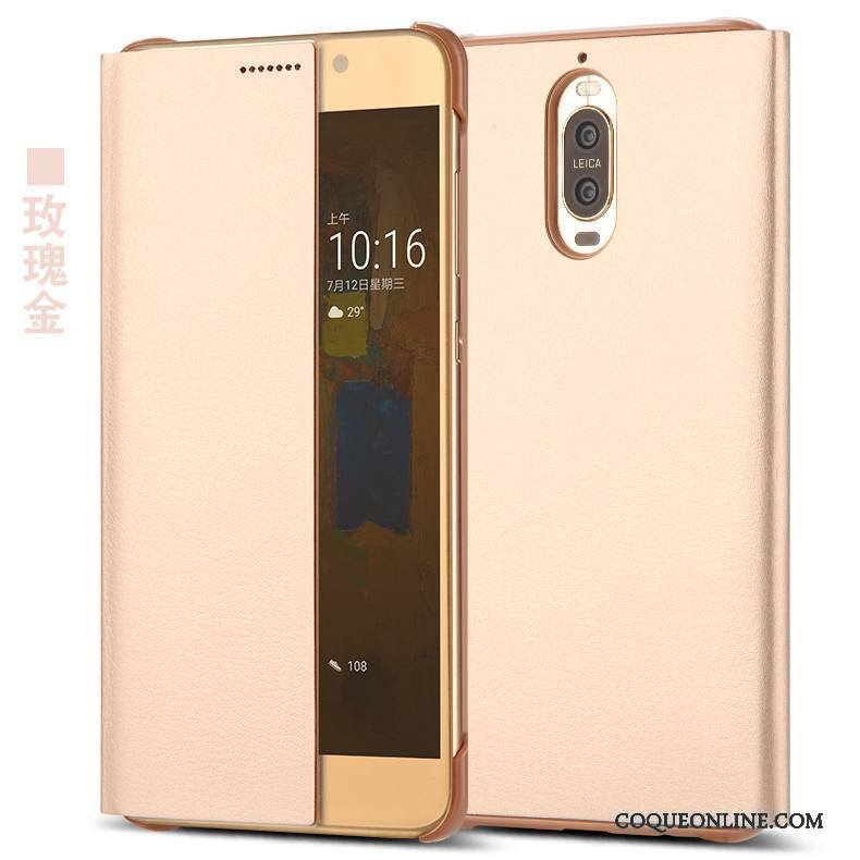 Huawei Mate 9 Pro Clamshell Étui Téléphone Portable Coque De Téléphone Étui En Cuir Gris Protection