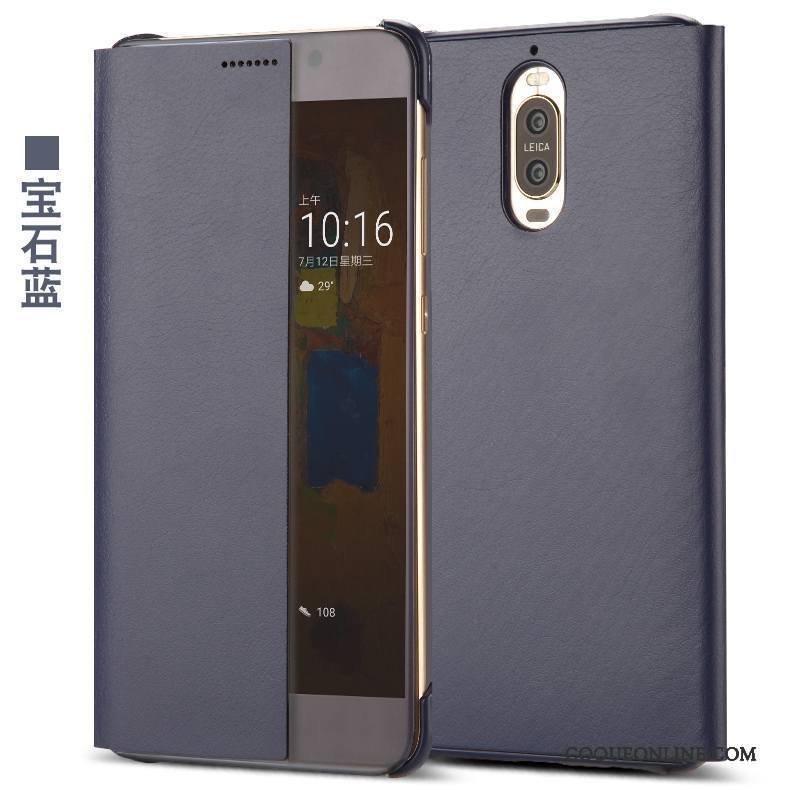 Huawei Mate 9 Pro Clamshell Étui Téléphone Portable Coque De Téléphone Étui En Cuir Gris Protection