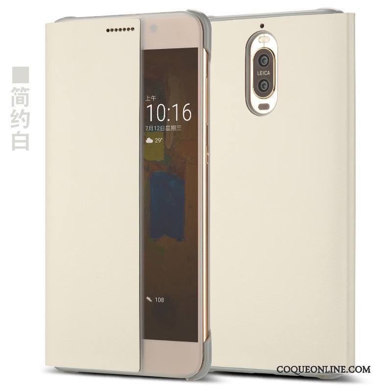 Huawei Mate 9 Pro Clamshell Étui Téléphone Portable Coque De Téléphone Étui En Cuir Gris Protection