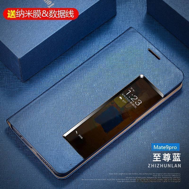 Huawei Mate 9 Pro Coque Business Clamshell Incassable Étui Rouge Tout Compris Étui En Cuir