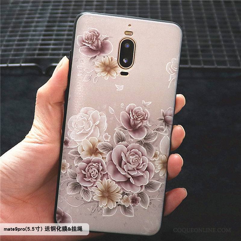 Huawei Mate 9 Pro Coque Créatif Tout Compris Silicone Incassable Étui Très Mince Rose