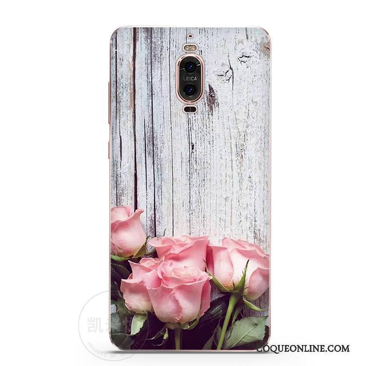 Huawei Mate 9 Pro Coque Fleurs Europe Fluide Doux Rose Beau Personnalité Protection