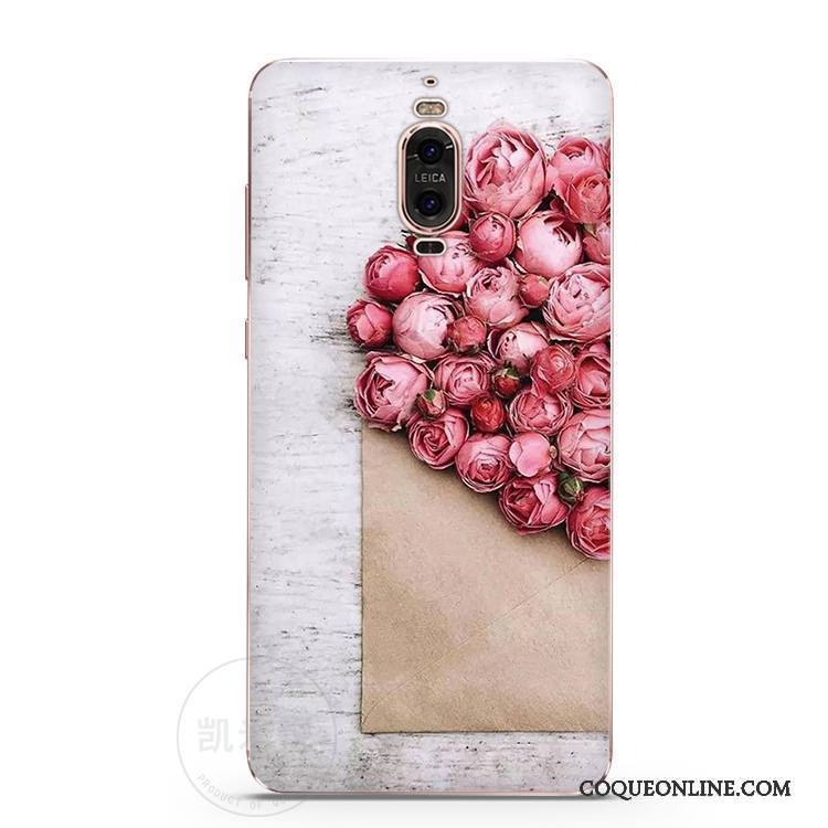 Huawei Mate 9 Pro Coque Fleurs Europe Fluide Doux Rose Beau Personnalité Protection