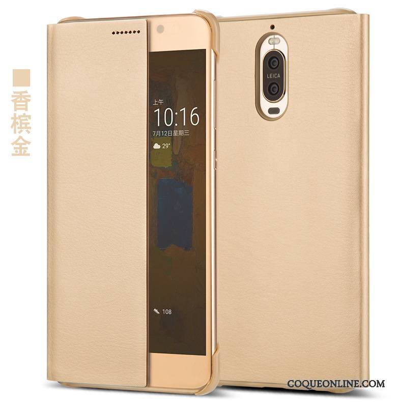 Huawei Mate 9 Pro Coque Housse Téléphone Portable Gris Dormance Étui En Cuir Tout Compris Incassable