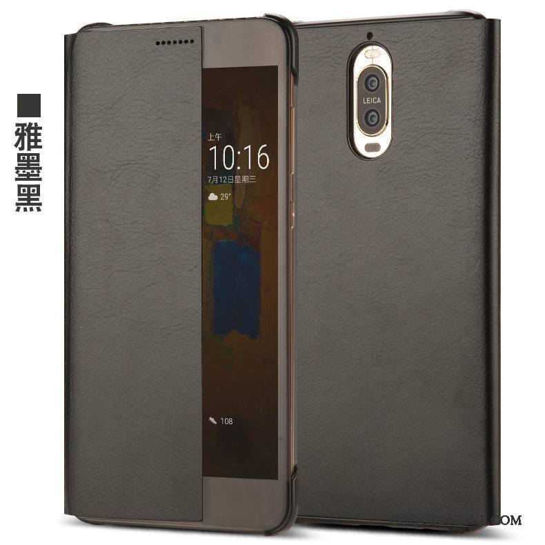 Huawei Mate 9 Pro Coque Housse Téléphone Portable Gris Dormance Étui En Cuir Tout Compris Incassable