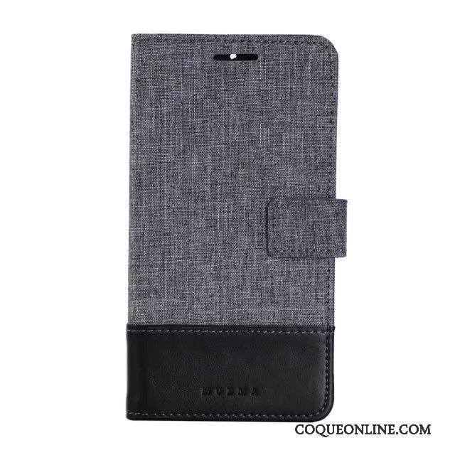 Huawei Mate 9 Pro Coque Protection Portefeuille Étui Téléphone Portable Gris Étui En Cuir Incassable