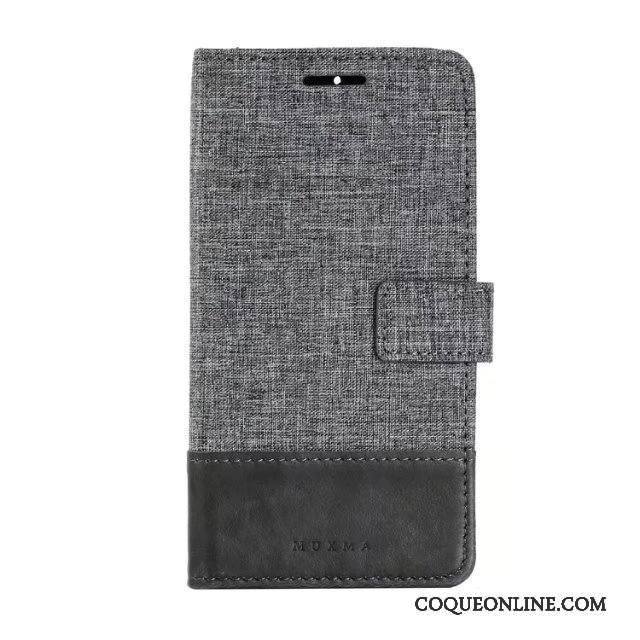 Huawei Mate 9 Pro Coque Protection Portefeuille Étui Téléphone Portable Gris Étui En Cuir Incassable