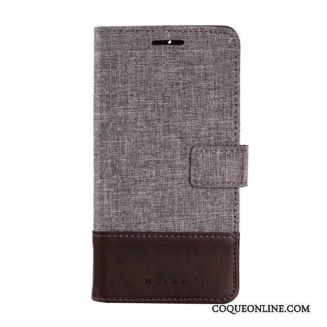 Huawei Mate 9 Pro Coque Protection Portefeuille Étui Téléphone Portable Gris Étui En Cuir Incassable