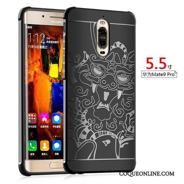 Huawei Mate 9 Pro Coque Téléphone Portable Gaufrage Étui Tout Compris Fluide Doux Gris