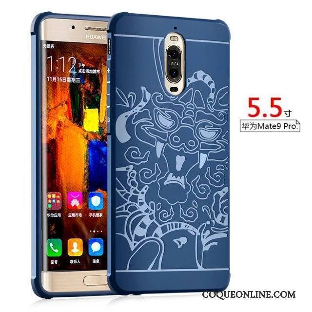 Huawei Mate 9 Pro Coque Téléphone Portable Gaufrage Étui Tout Compris Fluide Doux Gris