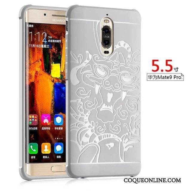 Huawei Mate 9 Pro Coque Téléphone Portable Gaufrage Étui Tout Compris Fluide Doux Gris